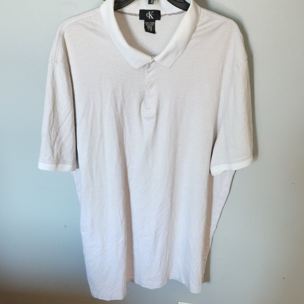 Calvin Klein White/Brown Striped Polo